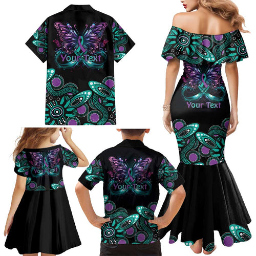 Personalised Hope Fight Suicide Prevention Awareness Family Matching Mermaid Dress and Hawaiian Shirt Aboriginal Motif