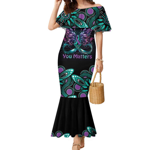 Personalised Hope Fight Suicide Prevention Awareness Family Matching Mermaid Dress and Hawaiian Shirt Aboriginal Motif