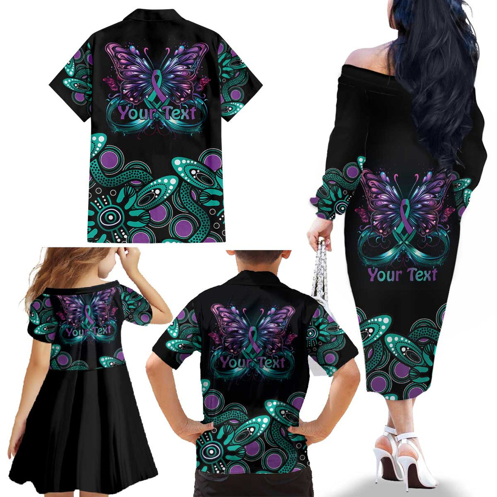 Personalised Hope Fight Suicide Prevention Awareness Family Matching Off The Shoulder Long Sleeve Dress and Hawaiian Shirt Aboriginal Motif