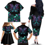 Personalised Hope Fight Suicide Prevention Awareness Family Matching Off The Shoulder Long Sleeve Dress and Hawaiian Shirt Aboriginal Motif