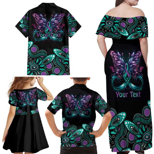 Personalised Hope Fight Suicide Prevention Awareness Family Matching Off Shoulder Maxi Dress and Hawaiian Shirt Aboriginal Motif