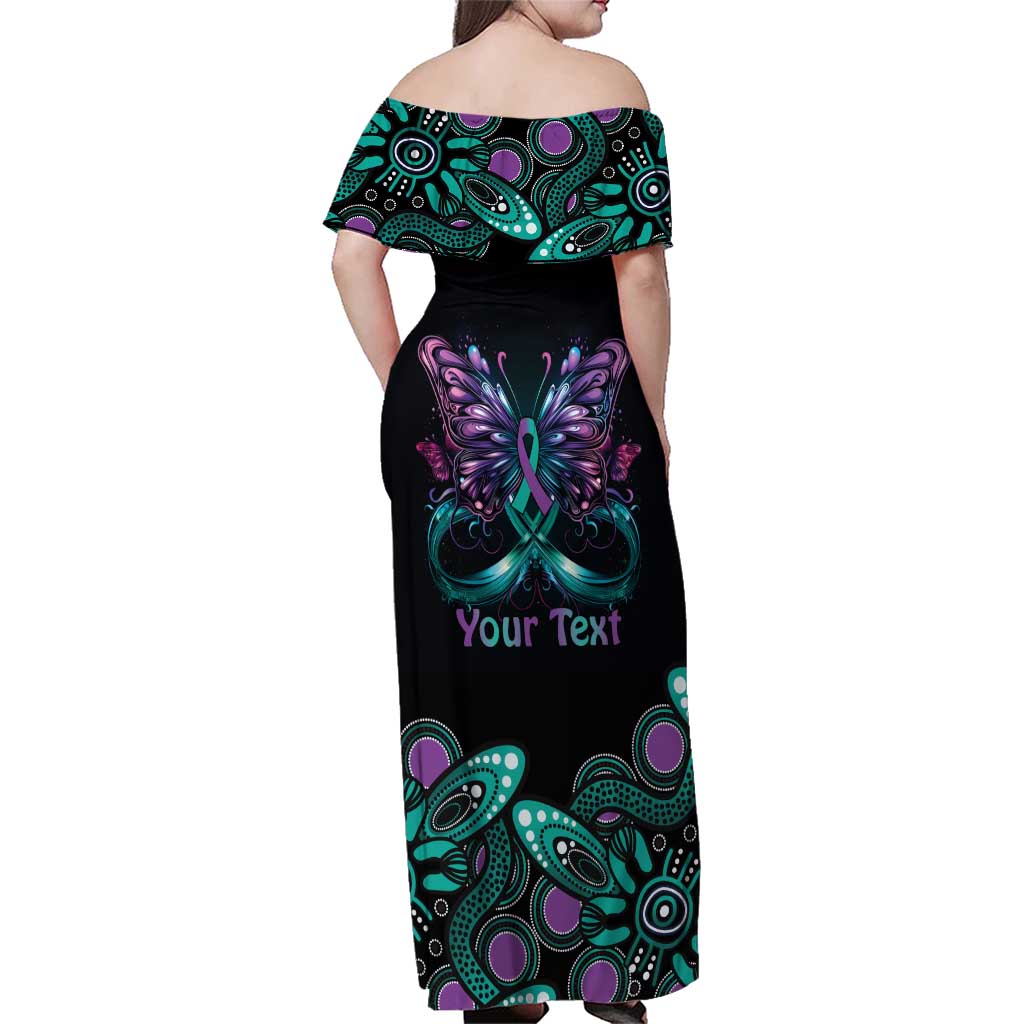 Personalised Hope Fight Suicide Prevention Awareness Family Matching Off Shoulder Maxi Dress and Hawaiian Shirt Aboriginal Motif