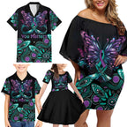 Personalised Hope Fight Suicide Prevention Awareness Family Matching Off Shoulder Short Dress and Hawaiian Shirt Aboriginal Motif