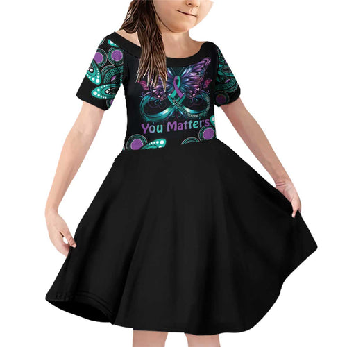 Personalised Hope Fight Suicide Prevention Awareness Family Matching Off Shoulder Short Dress and Hawaiian Shirt Aboriginal Motif
