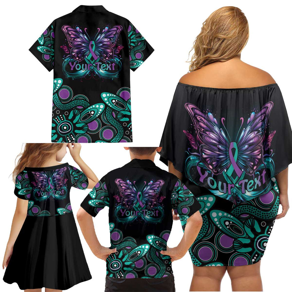 Personalised Hope Fight Suicide Prevention Awareness Family Matching Off Shoulder Short Dress and Hawaiian Shirt Aboriginal Motif