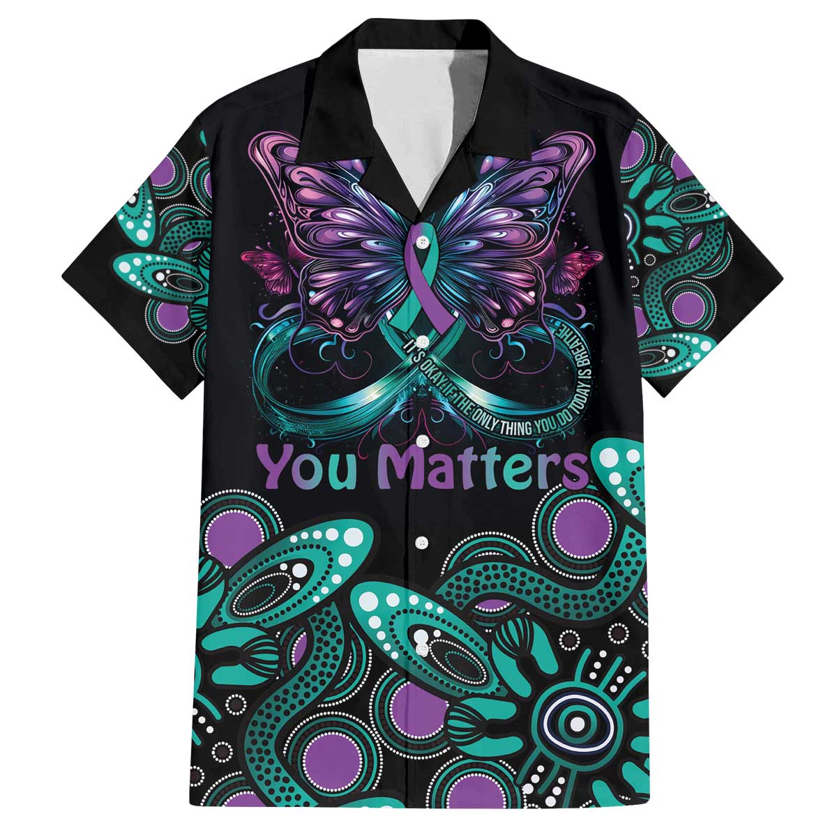 Personalised Hope Fight Suicide Prevention Awareness Family Matching Off Shoulder Short Dress and Hawaiian Shirt Aboriginal Motif