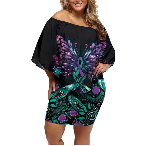 Personalised Hope Fight Suicide Prevention Awareness Family Matching Off Shoulder Short Dress and Hawaiian Shirt Aboriginal Motif