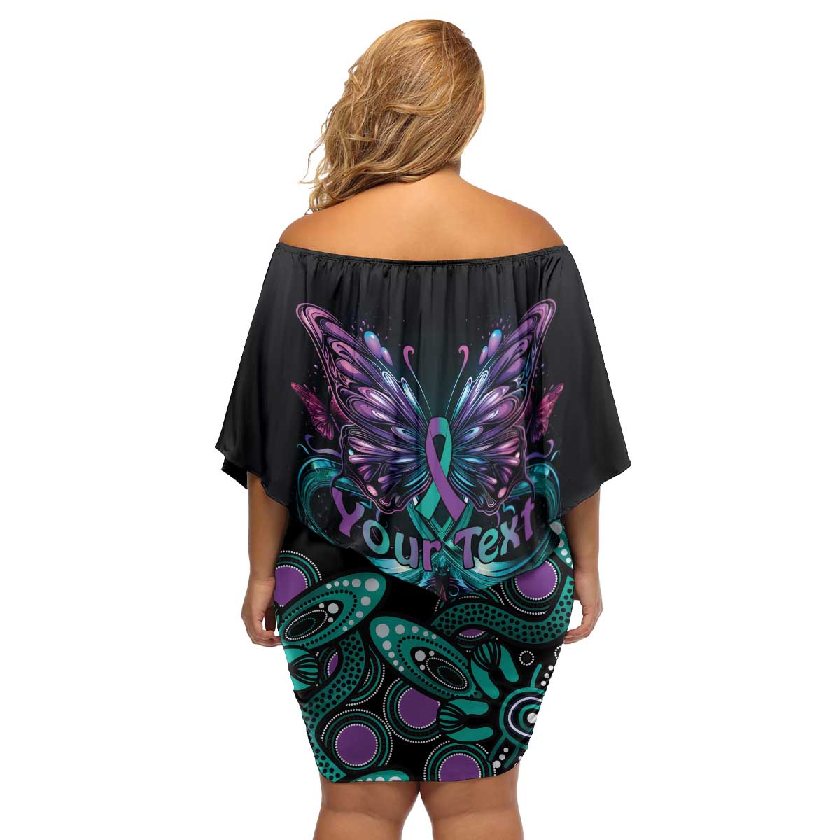 Personalised Hope Fight Suicide Prevention Awareness Family Matching Off Shoulder Short Dress and Hawaiian Shirt Aboriginal Motif