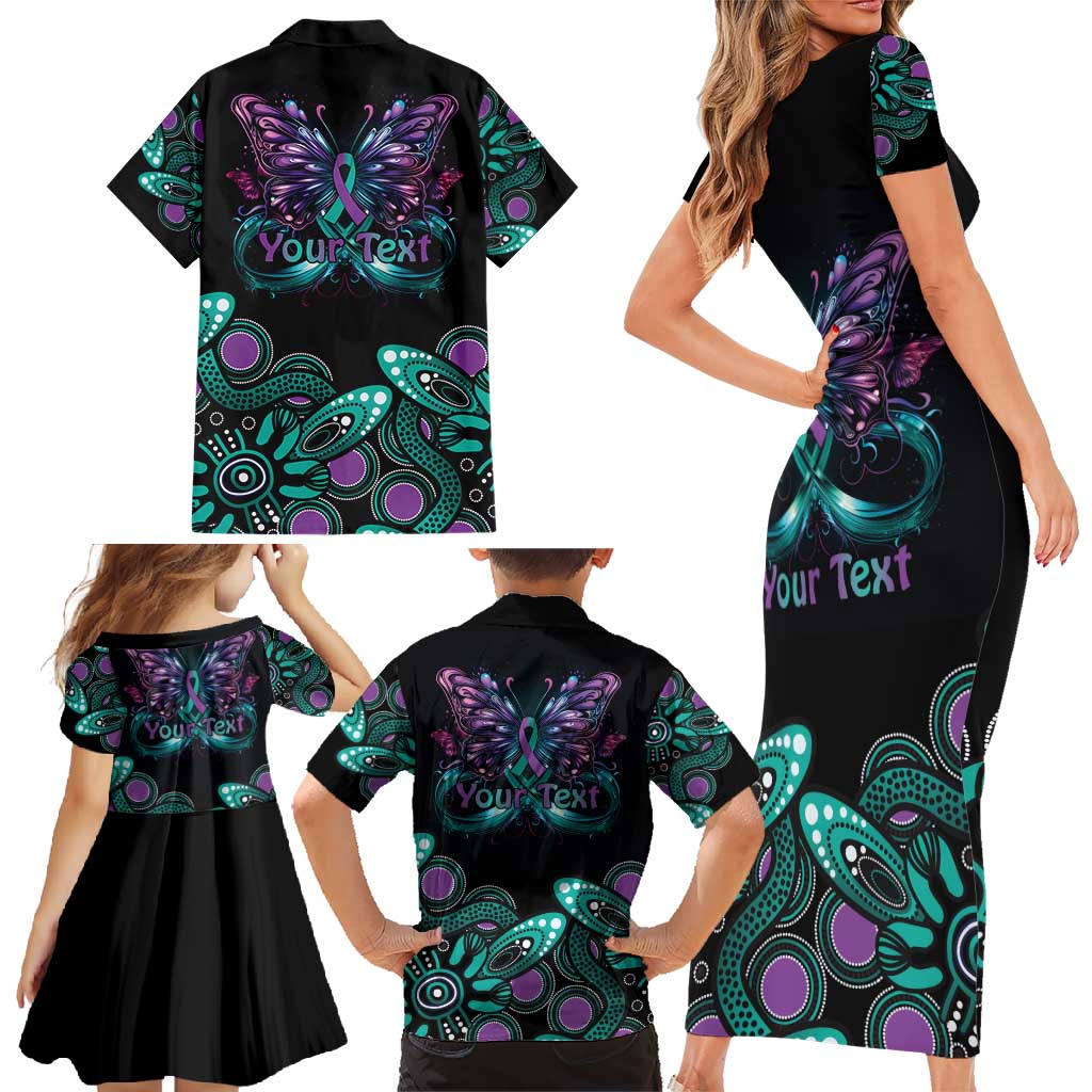 Personalised Hope Fight Suicide Prevention Awareness Family Matching Short Sleeve Bodycon Dress and Hawaiian Shirt Aboriginal Motif