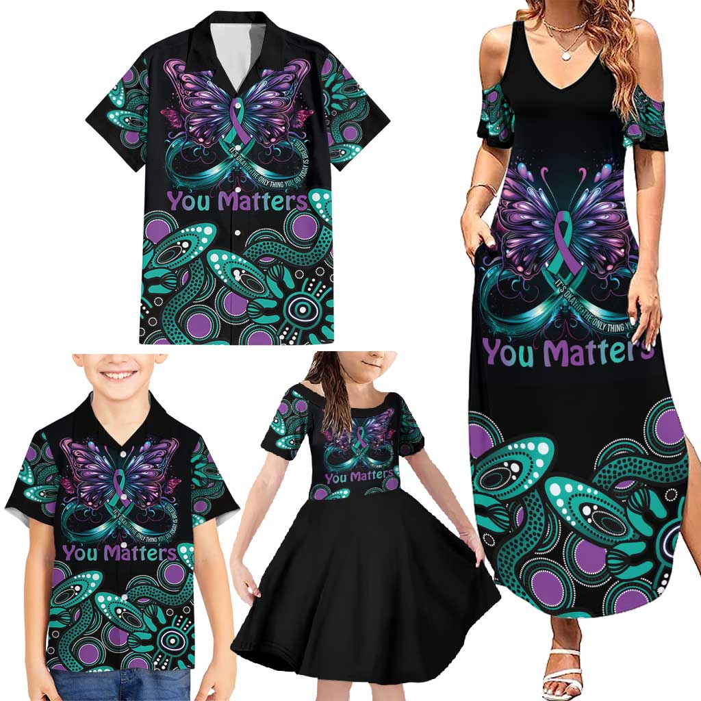 Personalised Hope Fight Suicide Prevention Awareness Family Matching Summer Maxi Dress and Hawaiian Shirt Aboriginal Motif