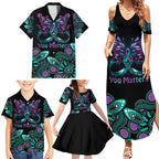 Personalised Hope Fight Suicide Prevention Awareness Family Matching Summer Maxi Dress and Hawaiian Shirt Aboriginal Motif