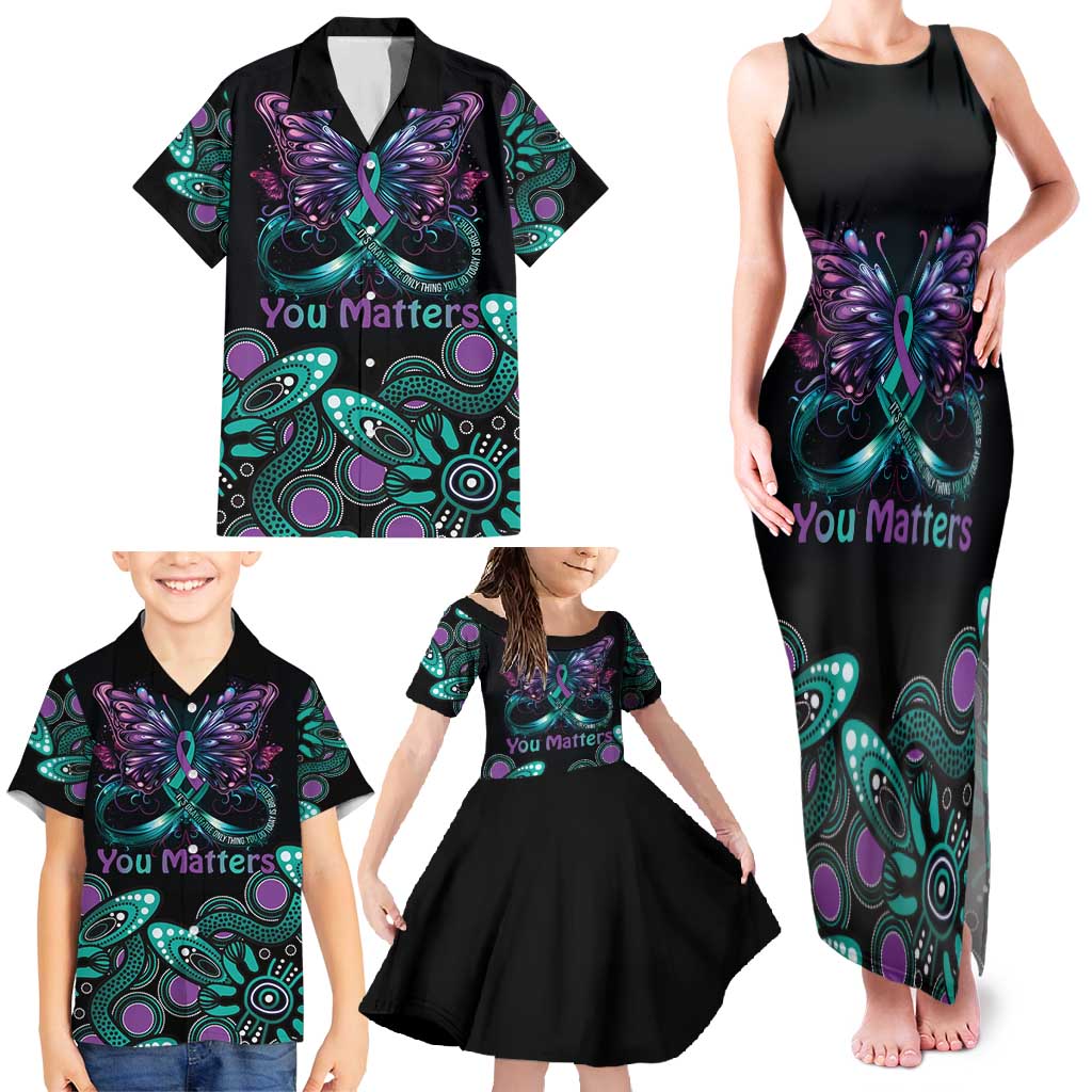 Personalised Hope Fight Suicide Prevention Awareness Family Matching Tank Maxi Dress and Hawaiian Shirt Aboriginal Motif