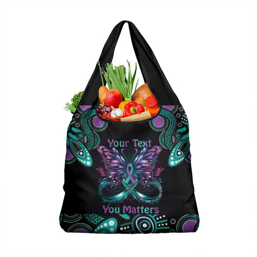 Personalised Hope Fight Suicide Prevention Awareness Grocery Bag Aboriginal Motif
