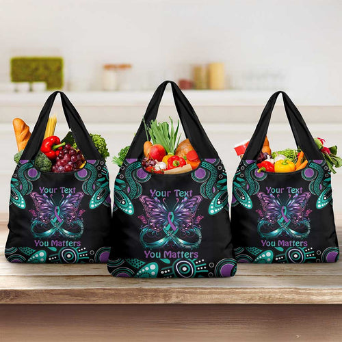 Personalised Hope Fight Suicide Prevention Awareness Grocery Bag Aboriginal Motif