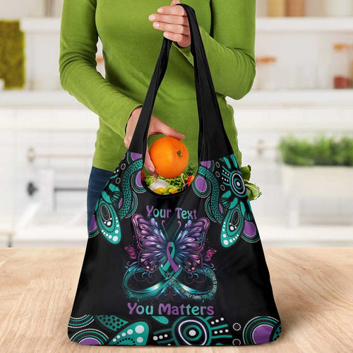 Personalised Hope Fight Suicide Prevention Awareness Grocery Bag Aboriginal Motif