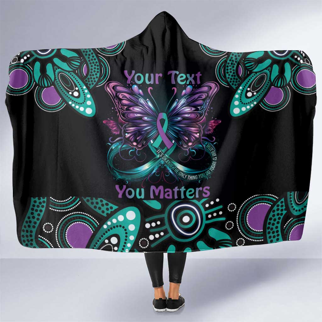 Personalised Hope Fight Suicide Prevention Awareness Hooded Blanket Aboriginal Motif