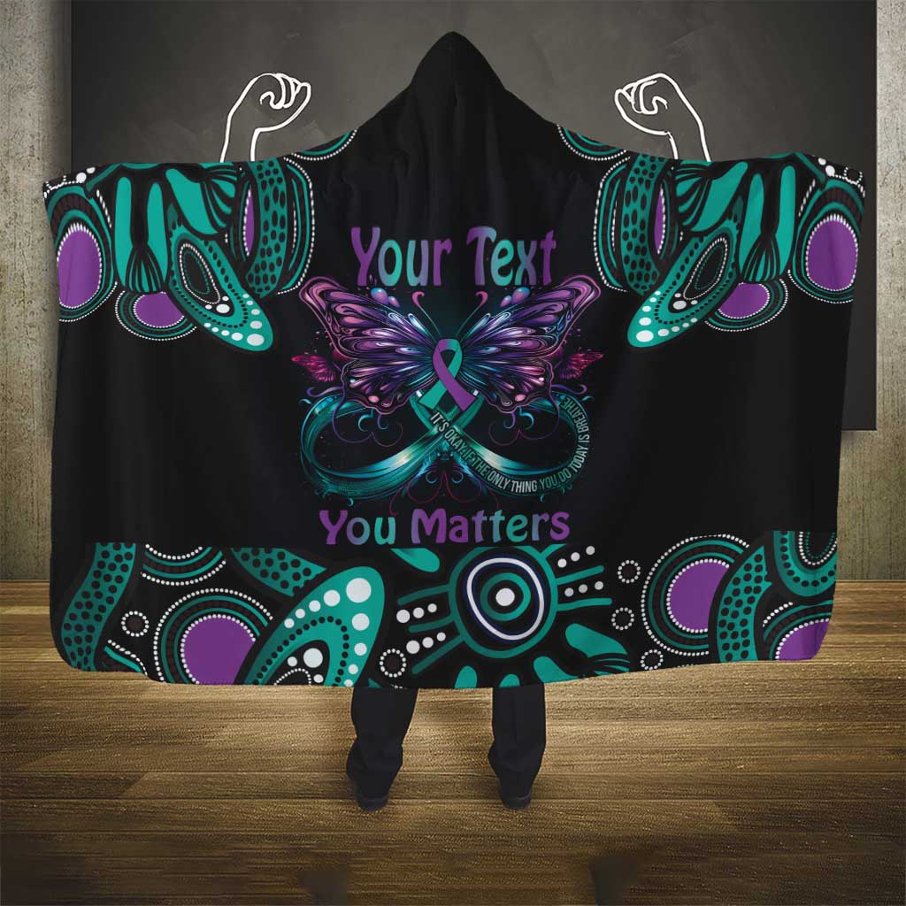 Personalised Hope Fight Suicide Prevention Awareness Hooded Blanket Aboriginal Motif