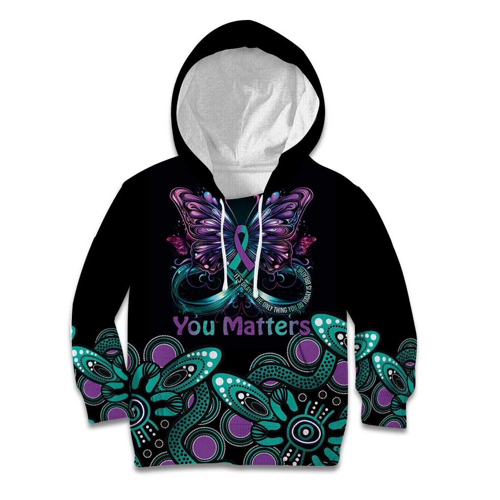 Personalised Hope Fight Suicide Prevention Awareness Kid Hoodie Aboriginal Motif
