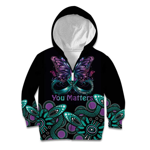 Personalised Hope Fight Suicide Prevention Awareness Kid Hoodie Aboriginal Motif