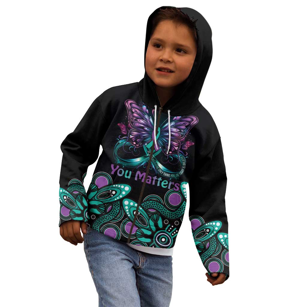 Personalised Hope Fight Suicide Prevention Awareness Kid Hoodie Aboriginal Motif
