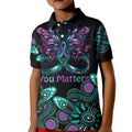Personalised Hope Fight Suicide Prevention Awareness Kid Polo Shirt Aboriginal Motif