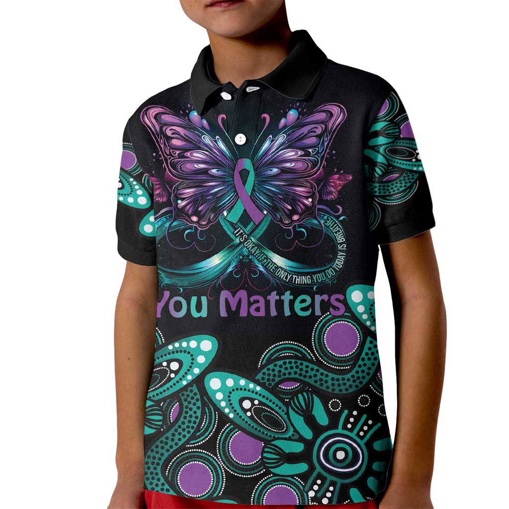 Personalised Hope Fight Suicide Prevention Awareness Kid Polo Shirt Aboriginal Motif