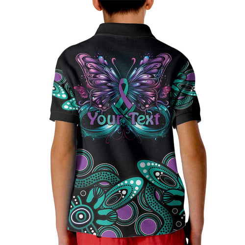 Personalised Hope Fight Suicide Prevention Awareness Kid Polo Shirt Aboriginal Motif