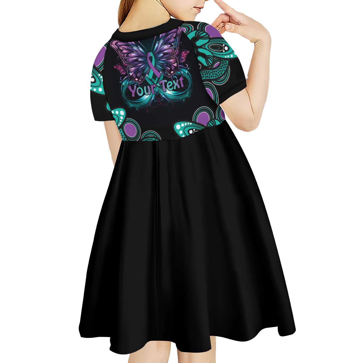 Personalised Hope Fight Suicide Prevention Awareness Kid Short Sleeve Dress Aboriginal Motif