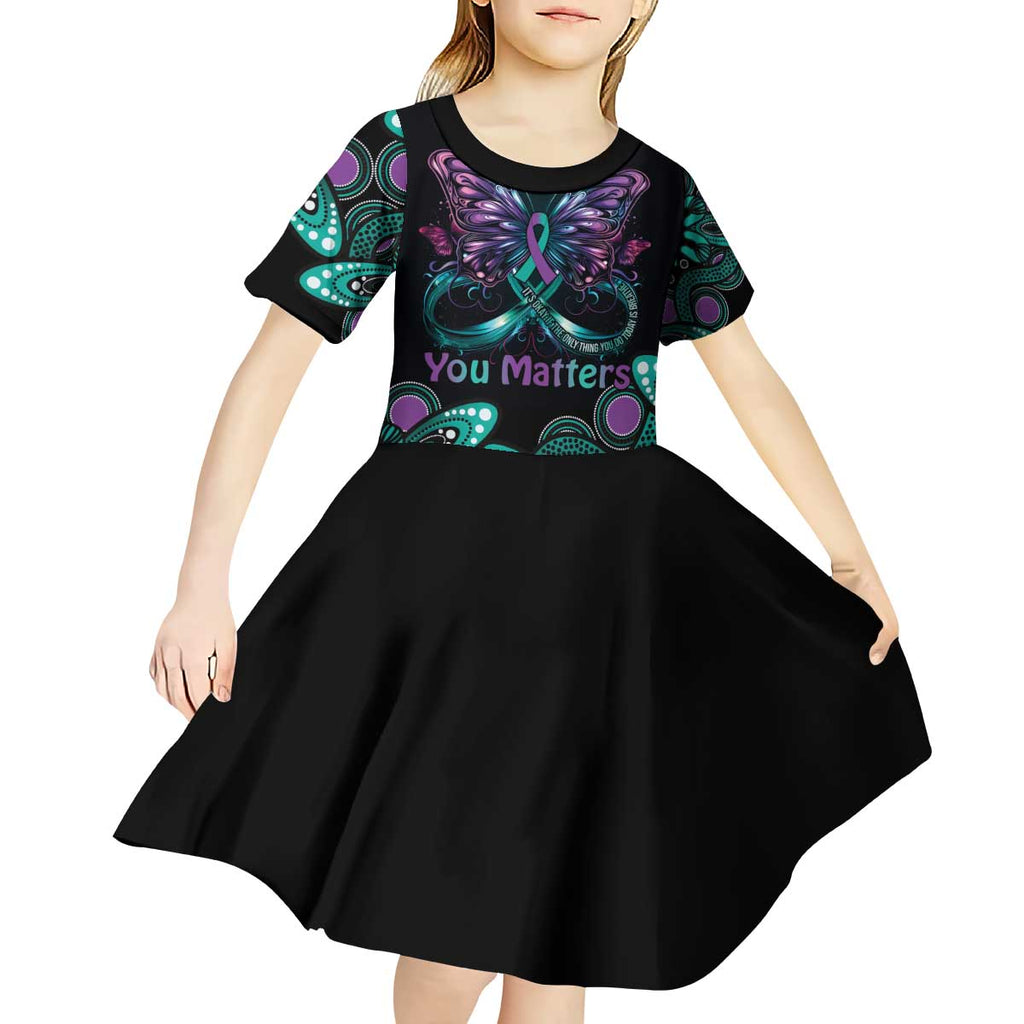 Personalised Hope Fight Suicide Prevention Awareness Kid Short Sleeve Dress Aboriginal Motif