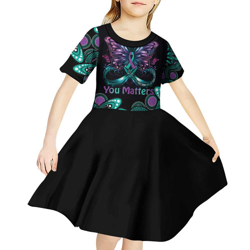 Personalised Hope Fight Suicide Prevention Awareness Kid Short Sleeve Dress Aboriginal Motif