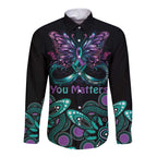 Personalised Hope Fight Suicide Prevention Awareness Long Sleeve Button Shirt Aboriginal Motif
