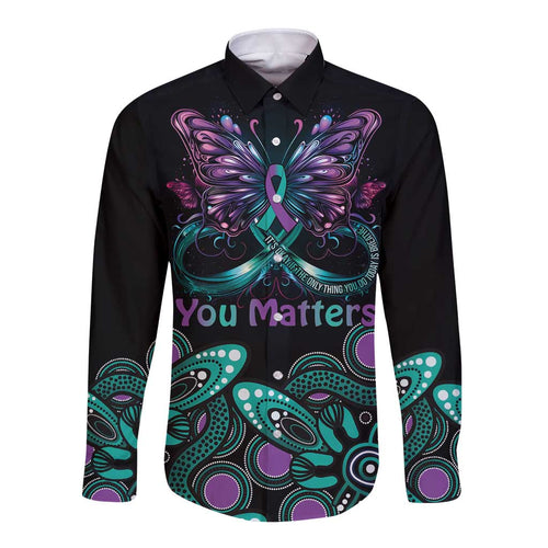 Personalised Hope Fight Suicide Prevention Awareness Long Sleeve Button Shirt Aboriginal Motif