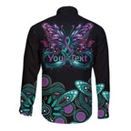 Personalised Hope Fight Suicide Prevention Awareness Long Sleeve Button Shirt Aboriginal Motif