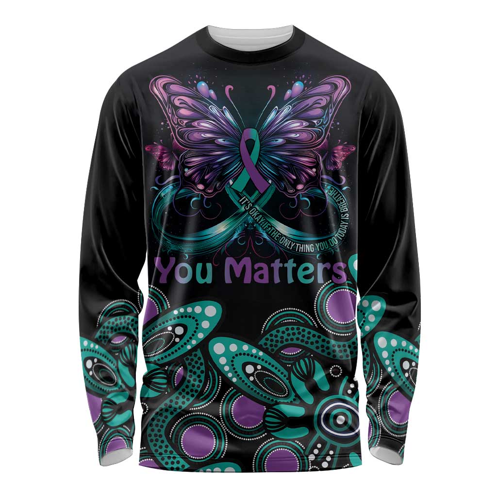 Personalised Hope Fight Suicide Prevention Awareness Long Sleeve Shirt Aboriginal Motif