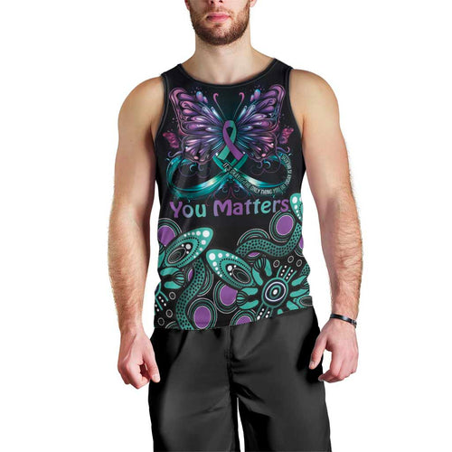 Personalised Hope Fight Suicide Prevention Awareness Men Tank Top Aboriginal Motif