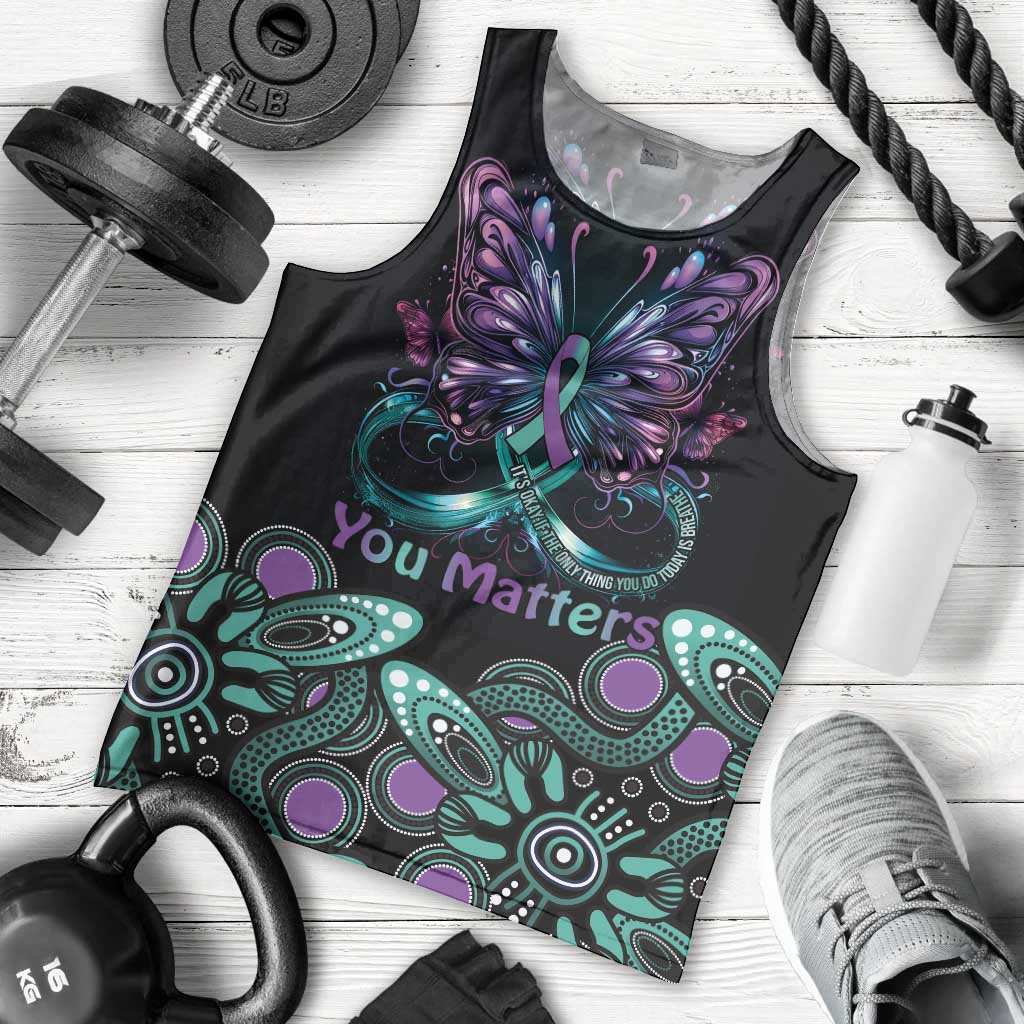 Personalised Hope Fight Suicide Prevention Awareness Men Tank Top Aboriginal Motif