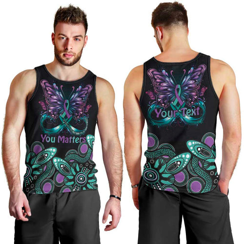 Personalised Hope Fight Suicide Prevention Awareness Men Tank Top Aboriginal Motif
