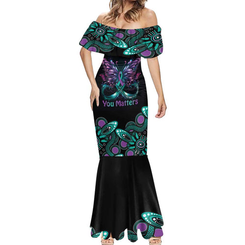 Personalised Hope Fight Suicide Prevention Awareness Mermaid Dress Aboriginal Motif