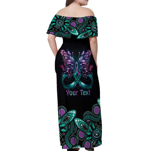 Personalised Hope Fight Suicide Prevention Awareness Off Shoulder Maxi Dress Aboriginal Motif