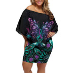 Personalised Hope Fight Suicide Prevention Awareness Off Shoulder Short Dress Aboriginal Motif