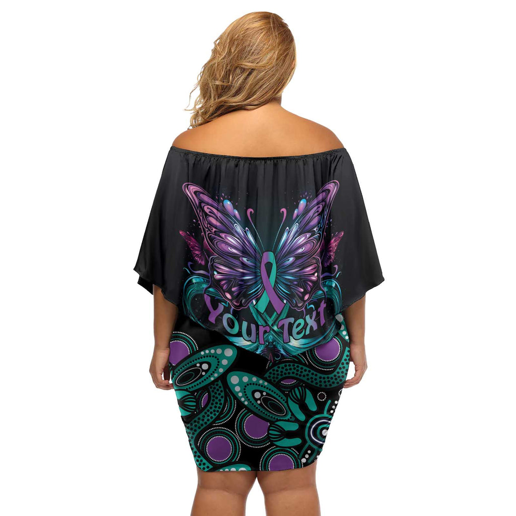 Personalised Hope Fight Suicide Prevention Awareness Off Shoulder Short Dress Aboriginal Motif