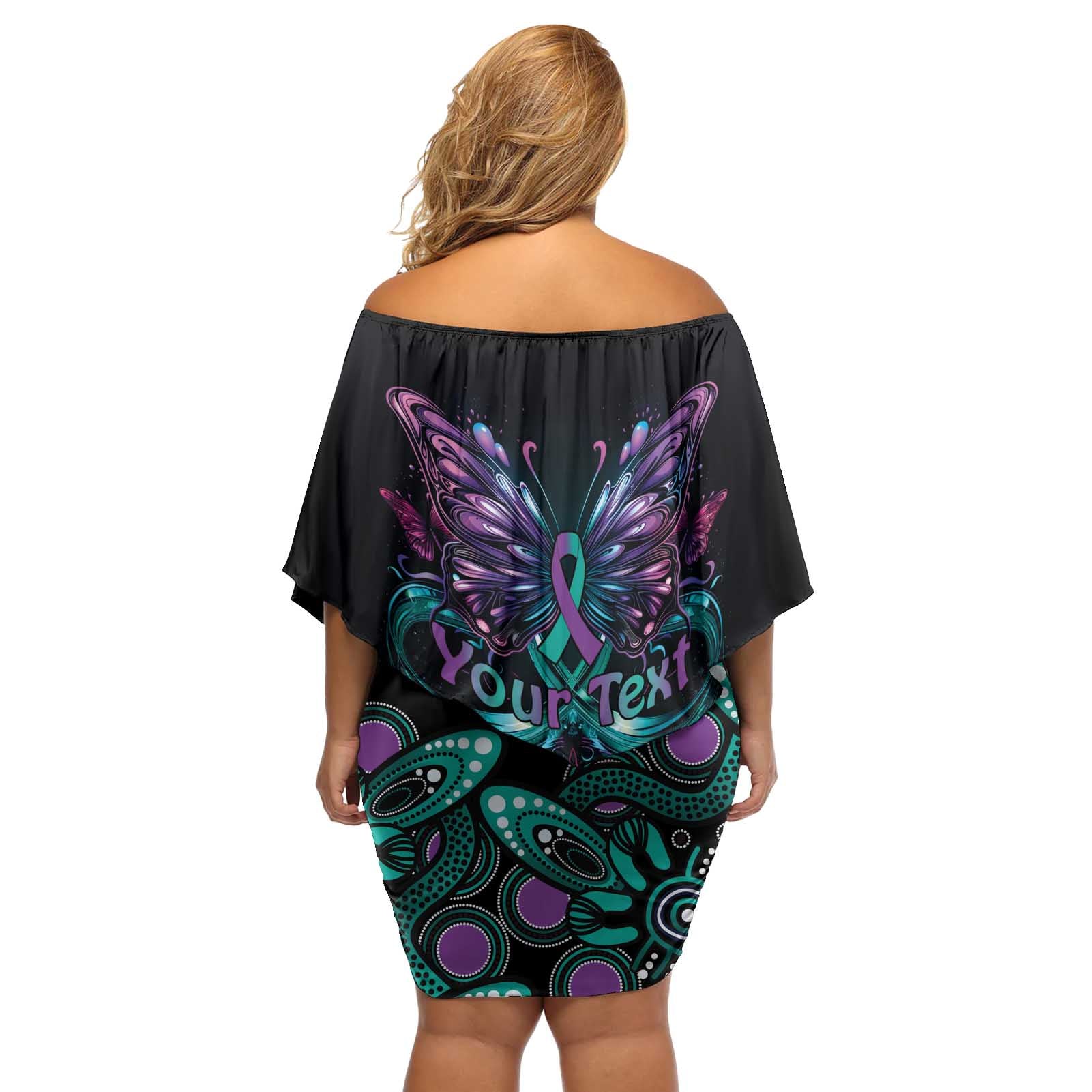 Personalised Hope Fight Suicide Prevention Awareness Off Shoulder Short Dress Aboriginal Motif