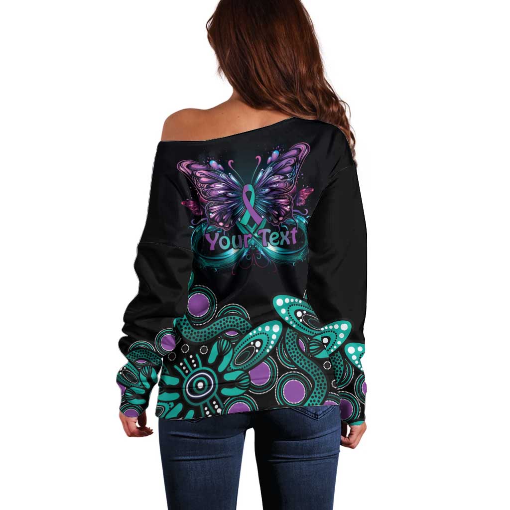 Personalised Hope Fight Suicide Prevention Awareness Off Shoulder Sweater Aboriginal Motif