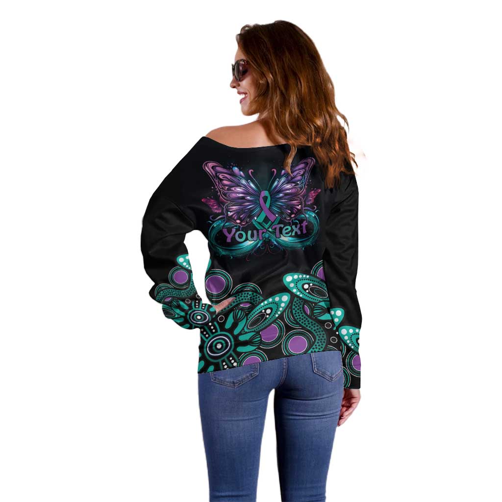 Personalised Hope Fight Suicide Prevention Awareness Off Shoulder Sweater Aboriginal Motif