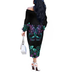 Personalised Hope Fight Suicide Prevention Awareness Off The Shoulder Long Sleeve Dress Aboriginal Motif