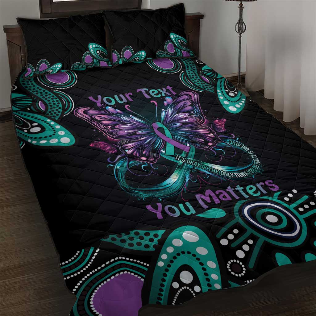 Personalised Hope Fight Suicide Prevention Awareness Quilt Bed Set Aboriginal Motif