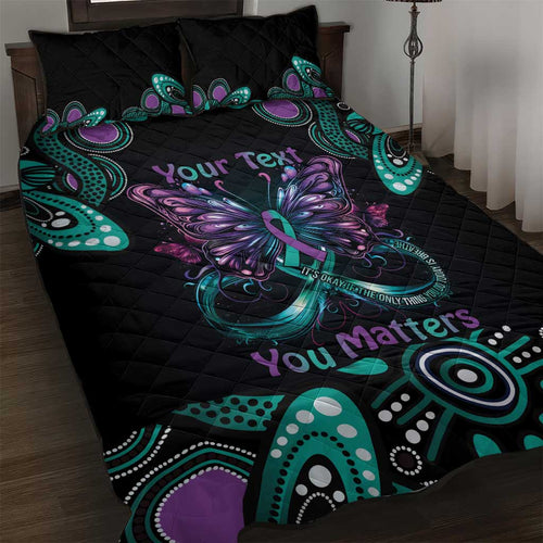 Personalised Hope Fight Suicide Prevention Awareness Quilt Bed Set Aboriginal Motif