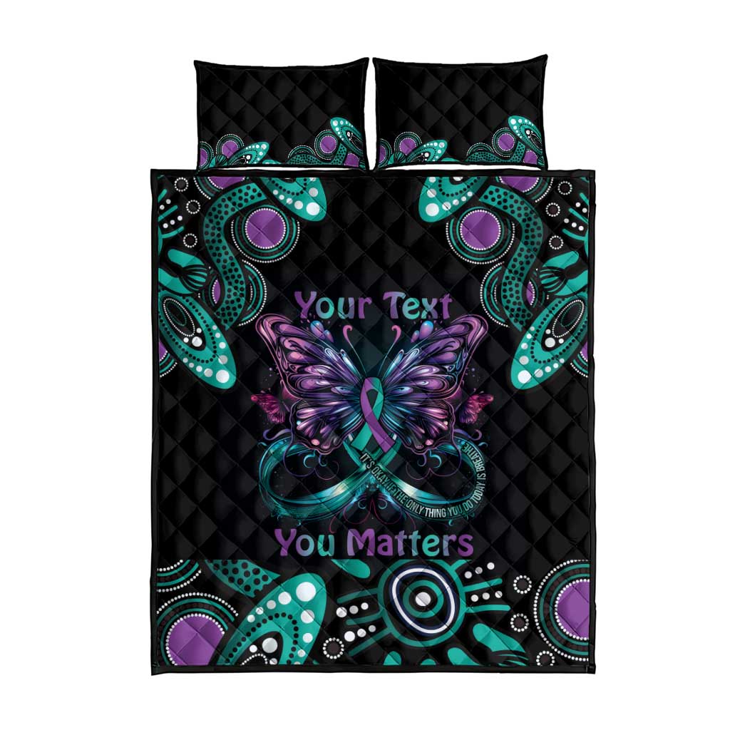 Personalised Hope Fight Suicide Prevention Awareness Quilt Bed Set Aboriginal Motif