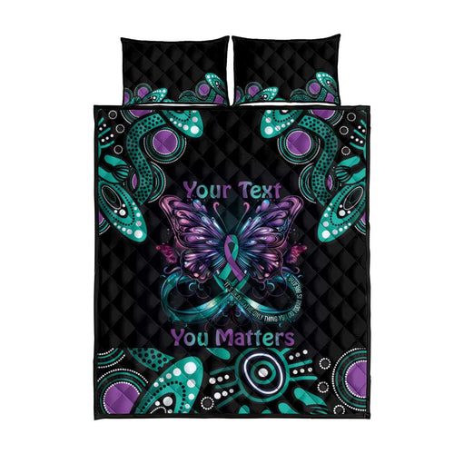 Personalised Hope Fight Suicide Prevention Awareness Quilt Bed Set Aboriginal Motif