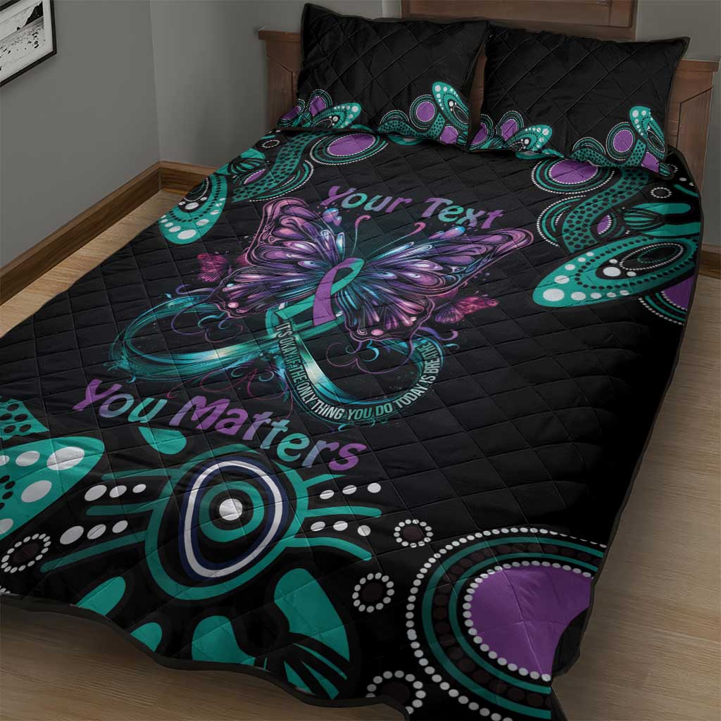 Personalised Hope Fight Suicide Prevention Awareness Quilt Bed Set Aboriginal Motif